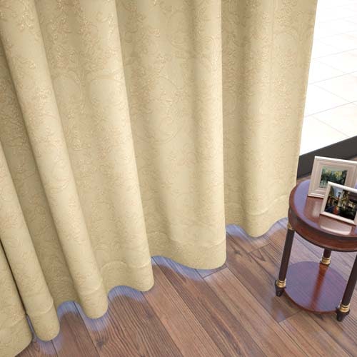 【オーダー】遮光1級裏地付 アンティーク オーナメント柄の形状記憶付 CJ59401(ベージュ)※画像では表現できない生地の色味がございますので、店舗または生地サンプルにて実物をご確認ください。