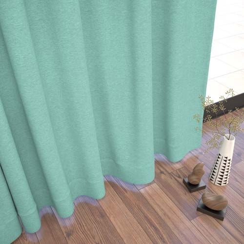 【オーダー】遮光2級 防炎 ベーシック 無地の形状記憶付 CO74014(ブルーグリーン)