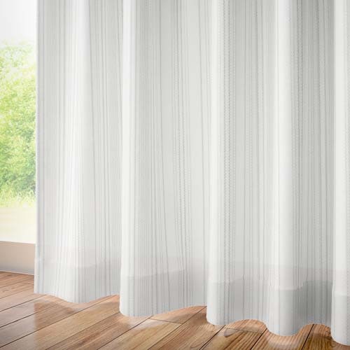 【オーダー】防炎 遮熱 断熱 ストライプ 形状記憶付レース CO84207(グレー)