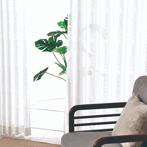 【オーダー】防炎 遮熱 断熱 ミラー クラシック柄形状記憶付付レース CO89301(アイボリー)