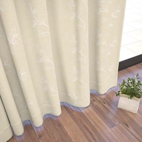 【イージーオーダー】ナチュラル リーフの刺繍がアクセント形状記憶付 ハリエット(ベージュ)