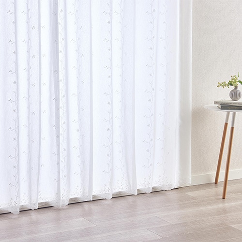 【イージーオーダー】小花とリーフの刺繍がかわいいレース ジェマ(アイボリー)