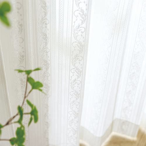 【オーダー】ミラー 遮熱 断熱 クラシック柄の形状記憶付レース TA15130(アイボリー)