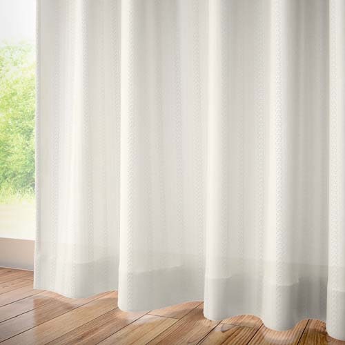 【オーダー】UVカット 防炎 遮熱 断熱 抗菌 形状記憶付レース KZ13249(アイボリー)