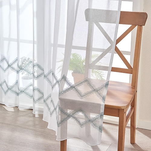 【イージーオーダー】モダン 菱形を刺繍したレース PKL7002(グリーン)