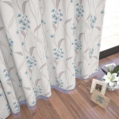 【イージーオーダー】遮光2級 エレガンス 小花柄の形状記憶付 リンディ(ブルー)