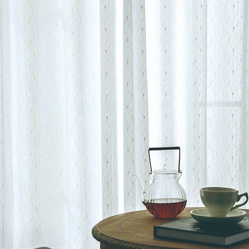 【オーダー】UVカット ミラー 遮熱 断熱 形状記憶付レース SC17105(アイボリー)