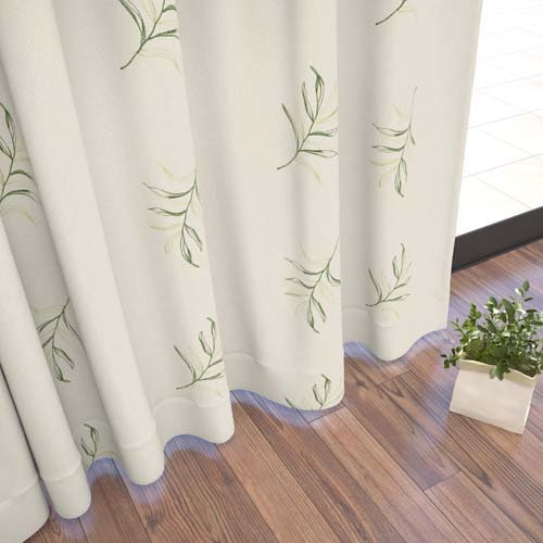 【イージーオーダー】ナチュラル　リーフ柄の形状記憶付 カリム(アイボリー)