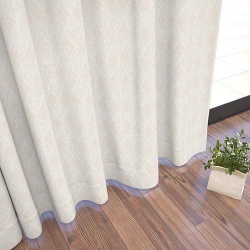 【イージーオーダー】裏地付き 遮光3級 ナチュラル リーフ柄の形状記憶付 レターナ(アイボリー)