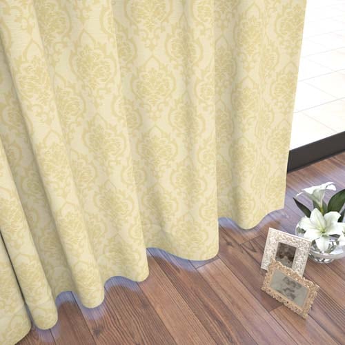 【イージーオーダー】裏地付き 遮光3級 エレガンス ダマスク柄の形状記憶付 ロマーヌ(ベージュ)