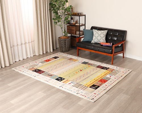 EC限定】モダン ウィルトン 素朴ながら華やかさもあるギャッベ柄の輸入