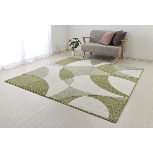 ラグ 抗ウイルス 消臭 抗菌 サークル柄 ジャスト（ベージュ） | すべて