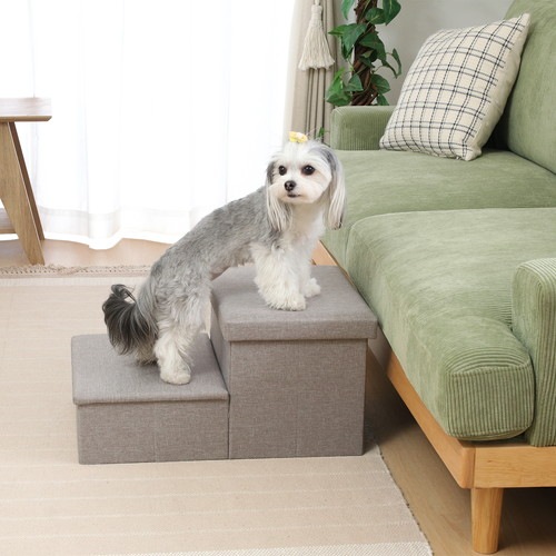 【EC限定】収納付きペットステップ　ライトグレー