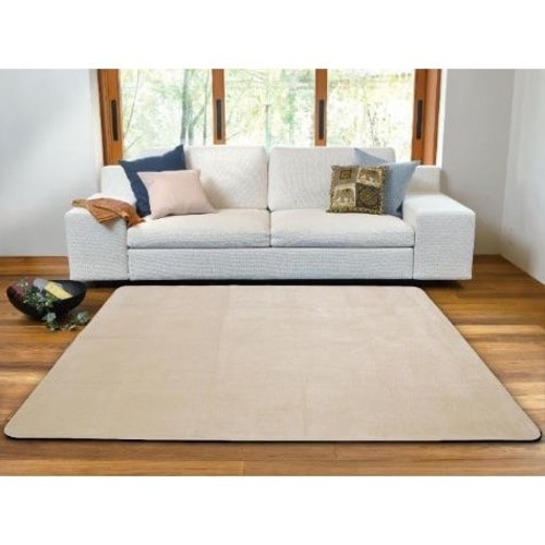 【EC限定】ホットカーペットカバー　フランネルラグ　シルキー（ベージュ）