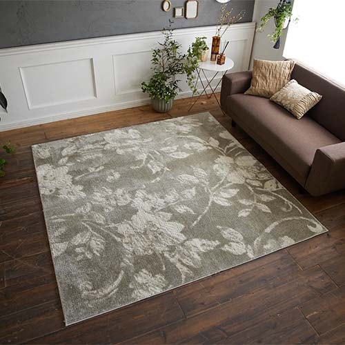 【EC限定】防ダニ 花柄のラグ フェリシア（ベージュ）