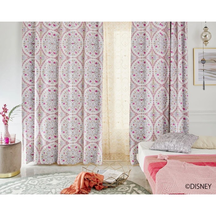 【EC限定】DISNEYディズニーホームシリーズ 遮光2級 M1221 PRINCESS/Magic lamp/プリンセス/マジックランプ（ピンク）