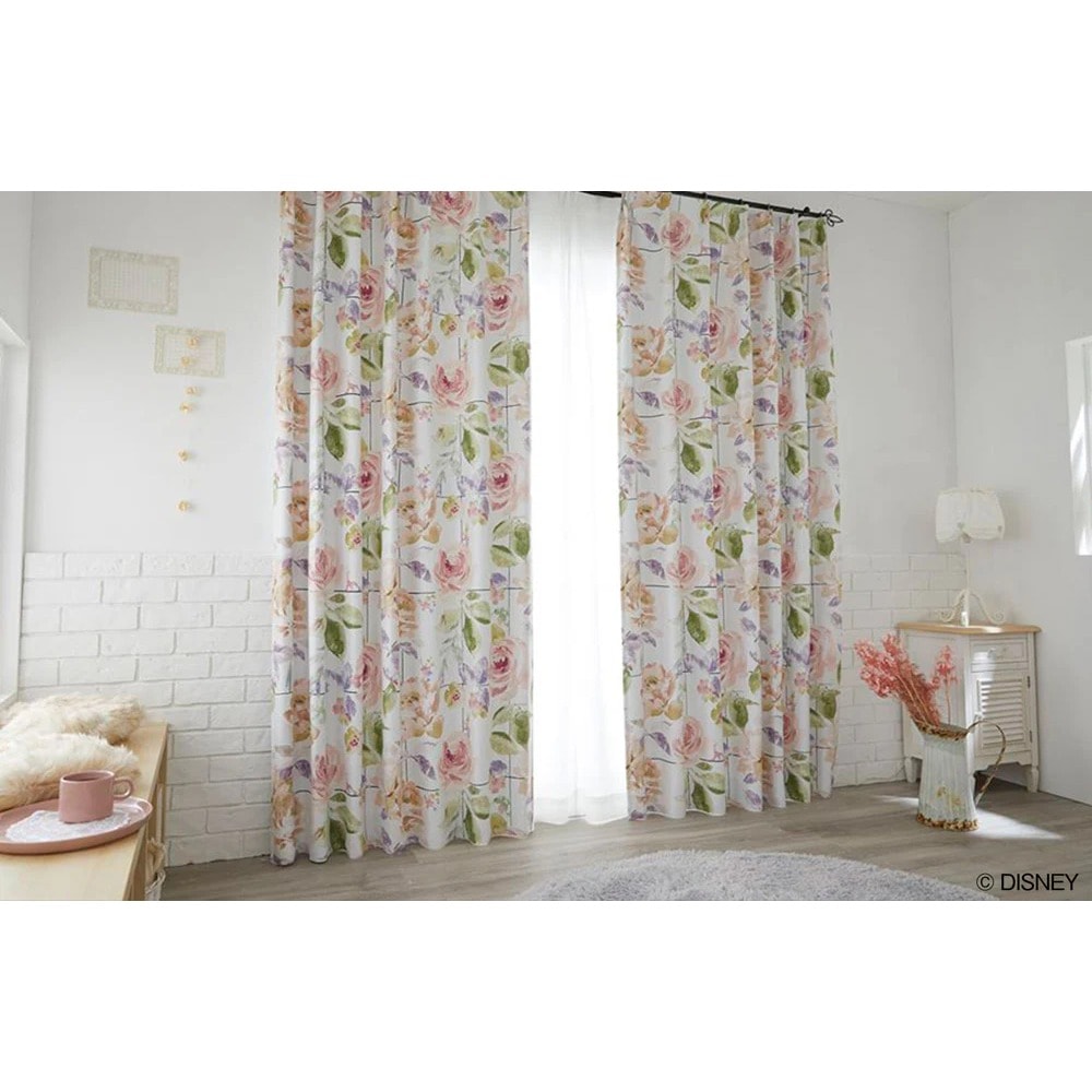 【EC限定】DISNEYディズニーホームシリーズ 遮光2級 M1201 MICKEY/Rose grid/ミッキー/ローズグリッド（アイボリー）