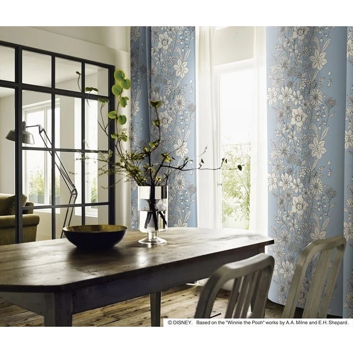 【EC限定】DISNEYディズニーホームシリーズ 遮光2級 M1156 POOH/Parterre/プー/パルテ－ル（ライトブルー）