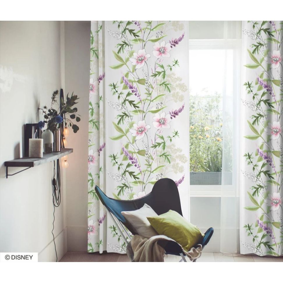 【EC限定】DISNEYディズニーホームシリーズ 遮光2級 M1157 MICKEY/Wild flower/ミッキー/ワイルドフラワ－（アイボリー）