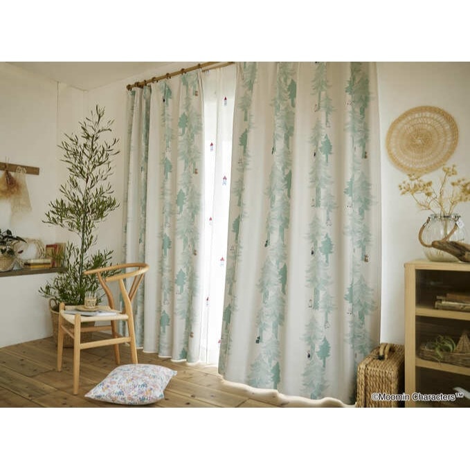 【EC限定】 遮光2級 A1027 MOOMIN/ムーミン/PUUT drape/プート ドレープ（ライトブル―グリーン）