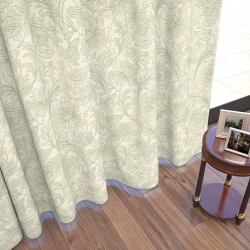 【オーダー】遮光3級裏地付 クラシック 草花をモチーフとした形状記憶付 CJ33543(グリーン)