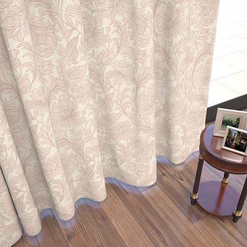 【オーダー】遮光3級裏地付 クラシック 草花をモチーフとした形状記憶付 CJ33544(ローズ)