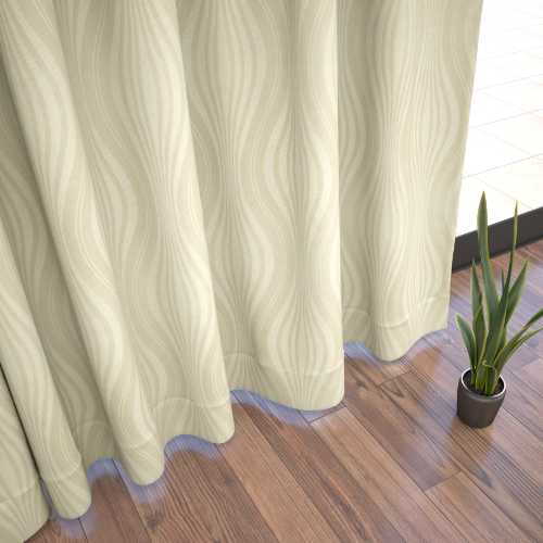 【オーダー】遮光1級裏地付 防炎 モダン ウェーブ柄の形状記憶付 CO57505(アイボリー)