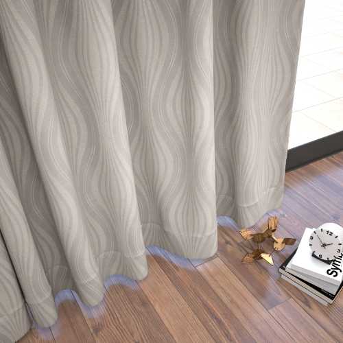 【オーダー】遮光1級裏地付 防炎 モダン ウェーブ柄の形状記憶付 CO57506(グレー)