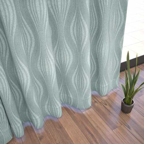 【オーダー】遮光1級裏地付 防炎 モダン ウェーブ柄の形状記憶付 CO57507(ブルー)