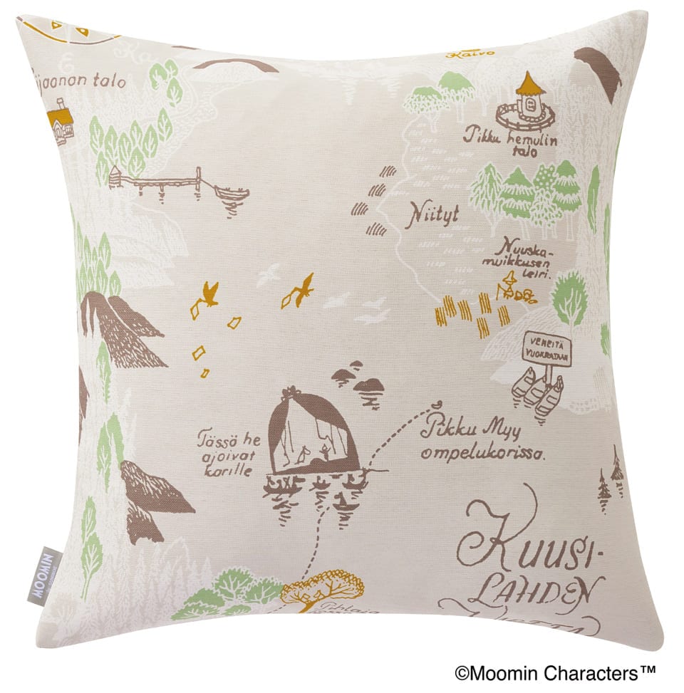 【EC限定】クッションカバー A020C MOOMIN/ムーミン/ムーミン谷の地図 / ムーミンダニノチズ（アイボリー）