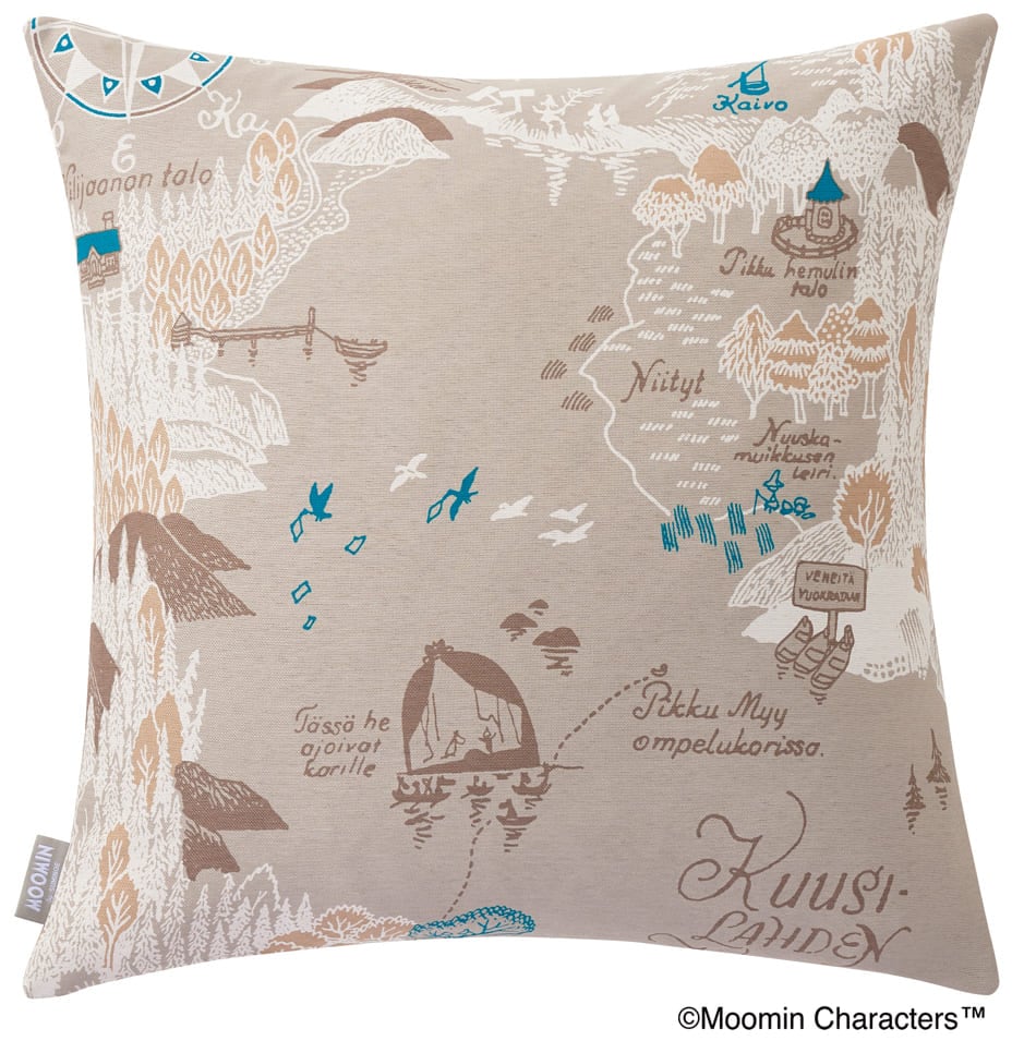 【EC限定】クッションカバー A021C MOOMIN/ムーミン/ムーミン谷の地図 / ムーミンダニノチズ（グレー）
