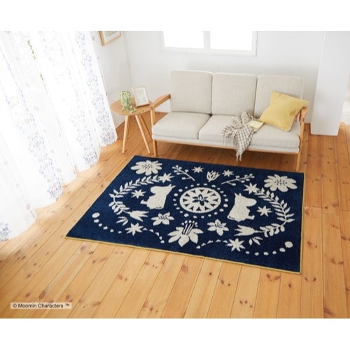 【EC限定】 MOOMIN/ムーミン/FOLK LINE RUG / フォーク ライン ラグ(ネイビー)