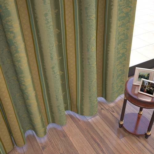 【オーダー】遮光3級裏地付 クラシック 重厚な柄行が特徴の形状記憶付 CJ34486(グリーン)