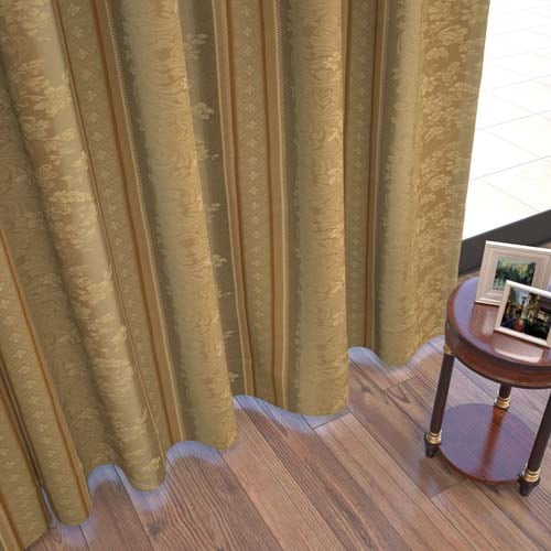 【オーダー】遮光3級裏地付 クラシック 重厚な柄行が特徴の形状記憶付 CJ34487(ベージュ)