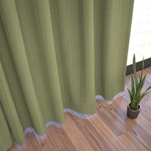 【オーダー】防炎 遮光 ストライプ柄の形状記憶付 CO74018(グリーン)