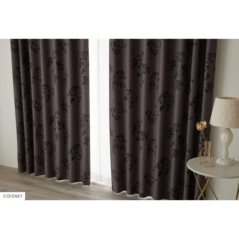【EC限定】【1.5倍ヒダオーダー】DISNEYディズニーホームシリーズ 遮光1級 M1003 MICKEY/Twig leaf/ミッキー/トウィッグリーフ（パープル）