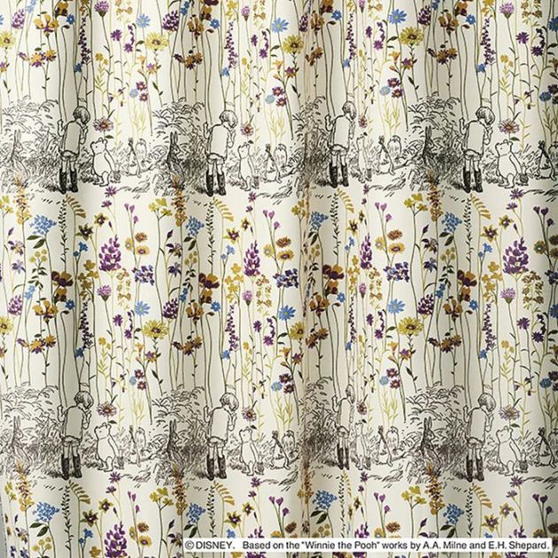 【EC限定】【1.5倍ヒダオーダー】DISNEYディズニーホームシリーズ 遮光2級 M1107 POOH/Garden place/プー/ガーデンプレイス（パープル）