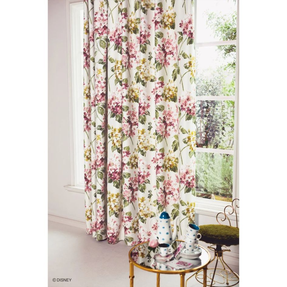 【EC限定】【1.5倍ヒダオーダー】DISNEYディズニーホームシリーズ 遮光2級 M1149 ALICE/Ajisai/アリス/アジサイ（アイボリー）