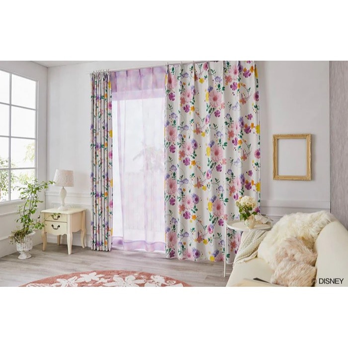 【EC限定】【1.5倍ヒダオーダー】DISNEYディズニーホームシリーズ 遮光2級 M1203 PRINCESS/Tangled/プリンセス/タングルド（アイボリー）