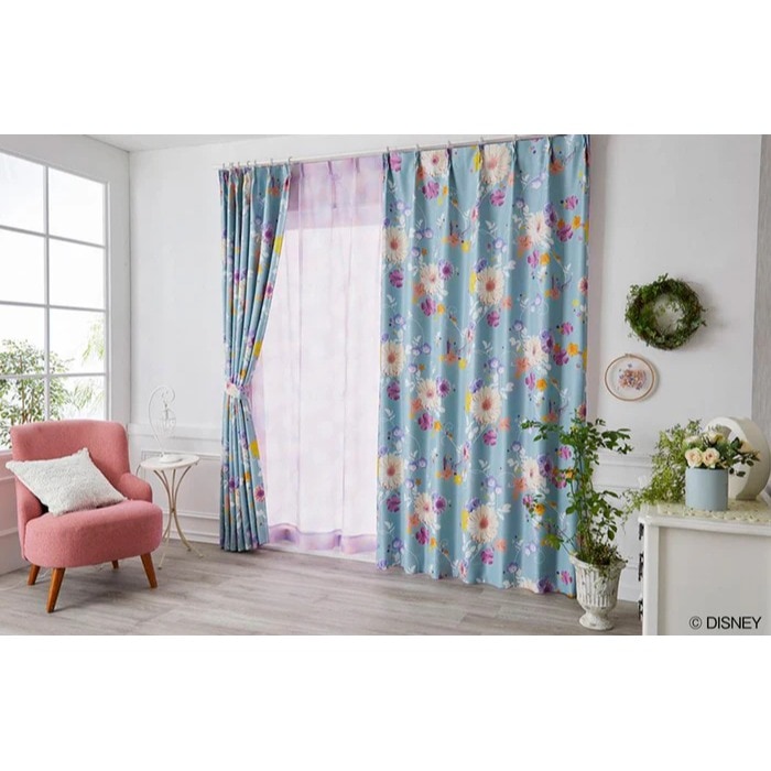 【EC限定】【1.5倍ヒダオーダー】DISNEYディズニーホームシリーズ 遮光1級 M1204 PRINCESS/Tangled/プリンセス/タングルド（ブル―グリーン）