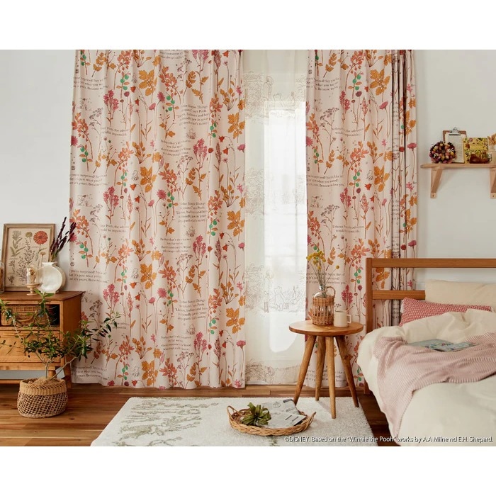 【EC限定】【1.5倍ヒダオーダー】DISNEYディズニーホームシリーズ 遮光3級 M1212 POOH/From friends/プー/フロムフレンズ（ピンク）