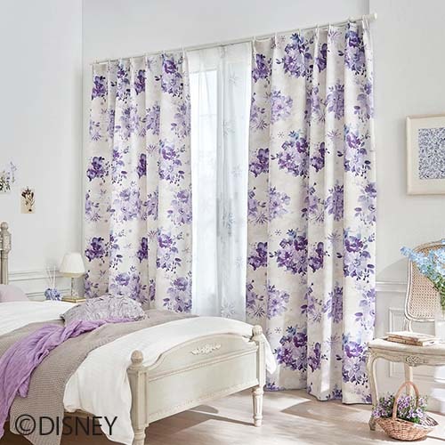 【EC限定】DISNEYディズニーホームシリーズ 遮光2級 M1230 FROZEN/Ice bloom/フローズン/アイスブルーム（パープル）