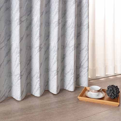 【オーダー】遮光3級裏地付 モダン マーブル模様が特徴の形状記憶付 CJ34488(グレー)