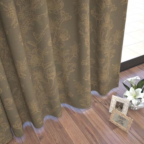 【オーダー】遮光3級裏地付 エレガンス クラシカルなボタニカル柄をジャガード織で表現した形状記憶付 CJ34490(ゴールド)