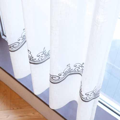 【オーダー】リーフ柄の刺繍が映える シームレス 形状記憶付レース CJ18531(グレー)