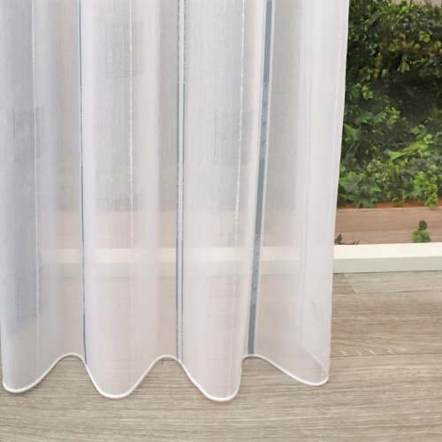 【オーダー】 ブルーのストライプと織りの表現がユニークなレース TA15331(ブルー)