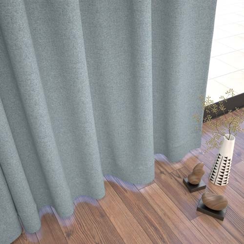 【オーダー】遮光1級 防炎 遮熱 断熱 遮音 素材感のある無地の形状記憶付 LV25305(ダークブルー)