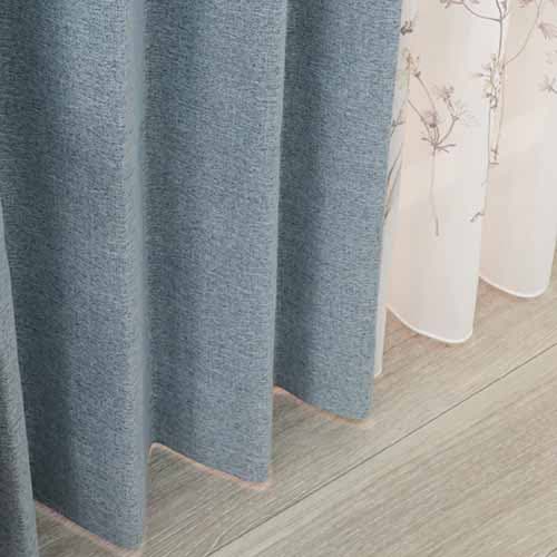 【オーダー】遮光1級 防炎 遮熱 断熱 遮音 素材感のある無地の形状記憶付 LV25305(ダークブルー)