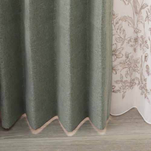 【オーダー】遮光1級 防炎 遮熱 断熱 遮音 素材感のある無地の形状記憶付 LV25310(グリーン)