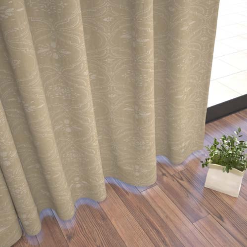 【オーダー】遮光3級裏地付 クラシック 繊細なクラシック模様が特徴のジャガード織 形状記憶付 CJ34492(ベージュ)